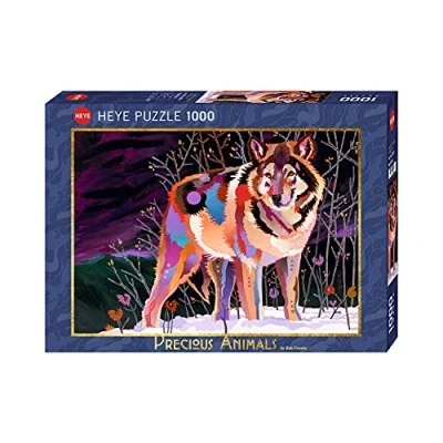 Image of Heye HY29939 Puzzles 1000 Pc Night Wolf (Precious Animals), Silver
