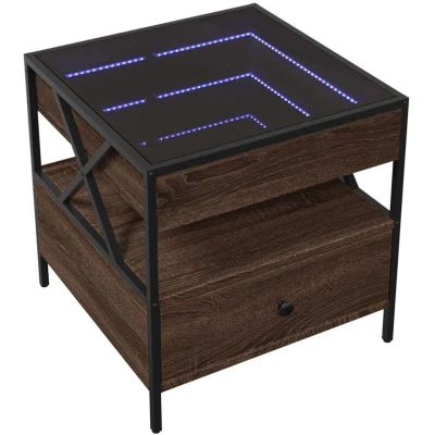 Image of vidaXL Coffee Table with Infinity LED Brown Oak 50x50x51 cm