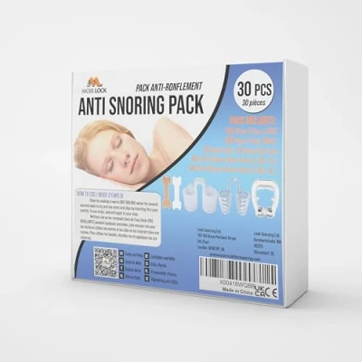 Image of Anti Snoring Device for Different Types of Snorers (Pack 30) Comes with Nose Vents, Clips and Nasal Strips A Simple Snore Stopper Solution Men &amp; Women by Mobi Lock