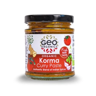 Image of Geo Organics Korma Curry Paste 180g (Pack of 1) Serves 4 Organic Certified &amp; Vegan Friendly Authentic Restaurant Recipe Base Indian Food