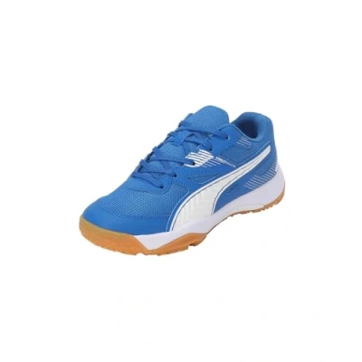 Image of Puma Unisex Youth Solarflash Jr Ii Indoor Court Shoes, Royal White Gum, 10 UK
