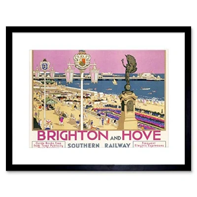 Image of Wee Blue Coo Brighton Hove Sussex Beach Resort Travel Artwork Framed Wall Art Print 12X16 Inch