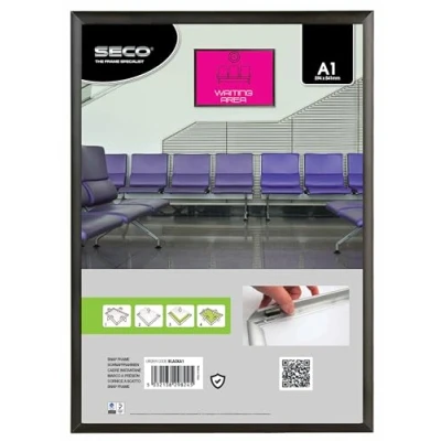 Image of Stewart Superior A1 Aluminium 4 Sided 25mm Front Loading Picture/Poster Snap Frame Black, BLACKA1