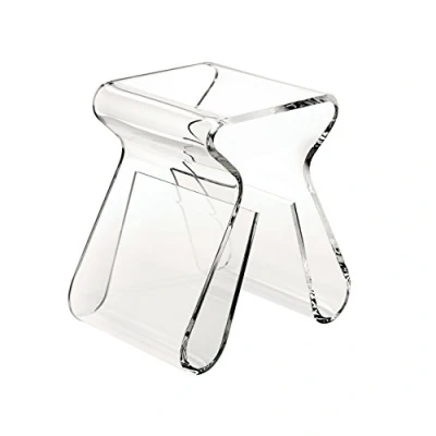 Image of Umbra Magino Stool with Intergral Magazine Rack, Clear, H 42cm, B 43cm, L 29cm