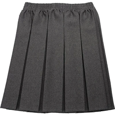 Image of School Uniform Girls Box Pleat Skirt Full Elastic Grey 17 18
