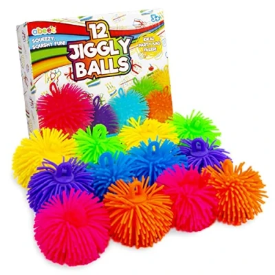 Image of abeec 12 Pack Of Jiggly Balls Stress For Kids Party Bags Fillers Sensory Toys Jiggle Squishy Fidget Contains Assorted Colours