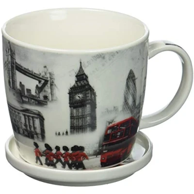 Image of The Leonardo Collection LP19865 Fine China London Commemorative Mug and Coaster Delivered in a Gift Box, Porcelain, White