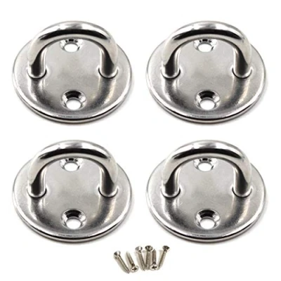 Image of M8 Ceiling Hook Pad Eye Plate 304 Stainless Steel Wall Mount Heavy Duty for Hanging (Pack of 4,Screws Included)