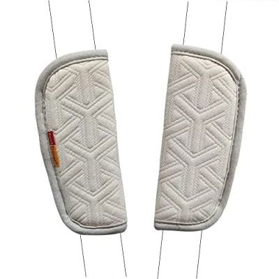 Image of 2 Piece Baby Stroller Car Seat Strap Covers Universal Soft Belt Cushion for Newborns Infants and Kids (White)