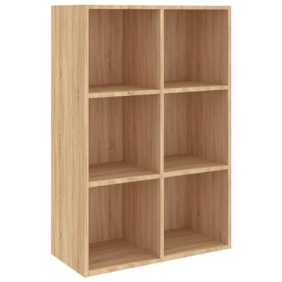Image of vidaXL Book Cabinet/Sideboard in Sonoma Oak Versatile 6 Compartment Bookshelf Engineered Wood for Home &amp; Office Easy to Assemble