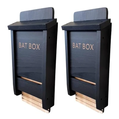 Image of Black Wooden Bat Nesting Roosting Box (Pack of 2)