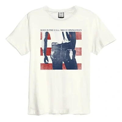 Image of Amplified Bruce Springsteen Born in The USA Unisex T Shirt, White, XL