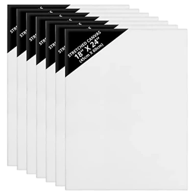 Image of Belle Vous 7 Pack Canvases Primed Canvas for Painting 45 x 60cm (18 24 inches) Blank Panels Artist Board White Cotton Suitable Acrylic, Oil Painting, Sketching