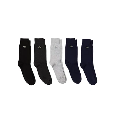 Image of Lacoste 5 PACK Socks, Men&#039;s, Size: 5.5 8, Navy blue/silver chine/black