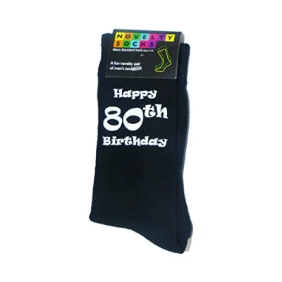 Image of Happy 80th Birthday Black Mens Socks for Present