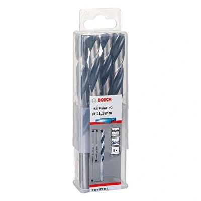 Image of Bosch Accessories Professional 5 Piece PointTeQ HSS Twist Drill Bit (for Metal, 11.4 x 94 142 mm, Driver Accessories)