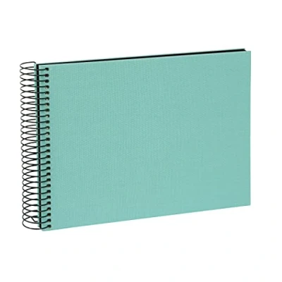 Image of goldbuch Bella Vista, Linen Memory, Spiral Bound, 40 Pages, Book for Gluing, Photo Album, Paper, Aqua (Black Sides), ca. 24 x 17 2,8 cm