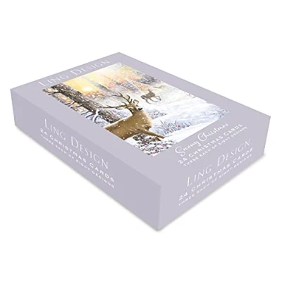 Image of LING DESIGN Box of 24 Assorted Wildlife Christmas Cards Xmas Card Boxes XBVB2021T