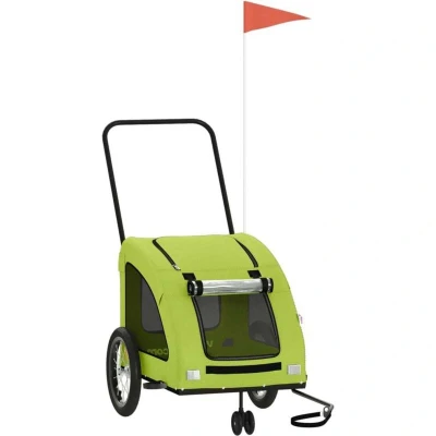 Image of vidaXL Pet Bike Trailer Green Oxford Fabric and Iron