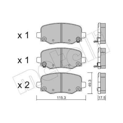 Image of 77361008, 77367145, 77367417, 77368077 Brake pad set METELLI 22 1002 1 with acoustic wear warning JEEP: Renegade Off Road, Compass, FIAT: 500X