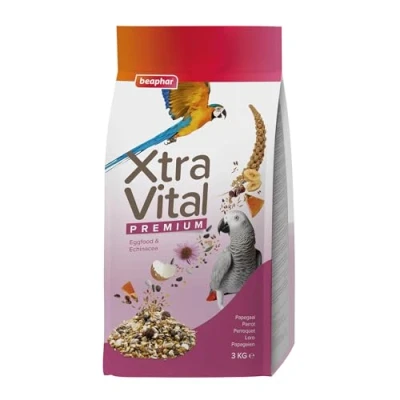 Image of Beaphar XtraVital Parrot Bird Food Complete with Banana, Papaya, Echinacea, &amp; Egg Rich in Vitamins Minerals for Optimum Health 3kg