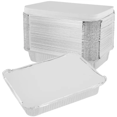 Image of KOHAND 50 PCS 1100ml Aluminium Foil Baking Trays, Large Trays with Lids, Tin Containers for Baking, Roasting, Food Storage Takeaway