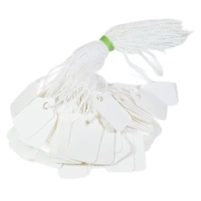 Image of Swift Strung Tags White Card Clothing Parcel Label String Hanging Gift Swing Tickets Kraft Hang Price Labelling 29mm x 20mm (Pack of 500)