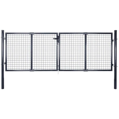 Image of vidaXL Mesh Garden Gate Galvanised Steel 289x100 cm Grey