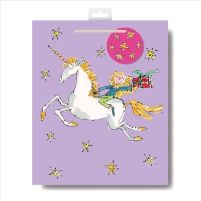 Image of Quentin Blake Unicorn Large Gift Bag Wrapping Accessory 613623 by Woodmansterne