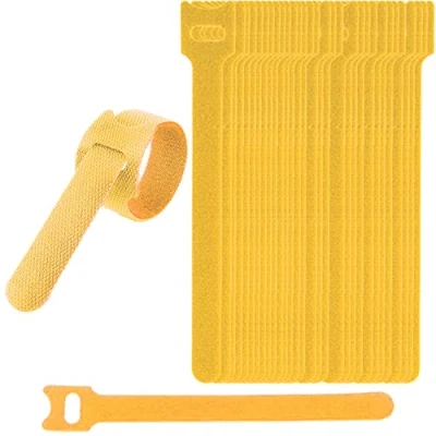 Image of 30PCS Adjustable Reusable Cable Ties Straps 12mmx150mm Hook and Loop Long for Management, Wire Tidy, Cord Organiser (Yellow)