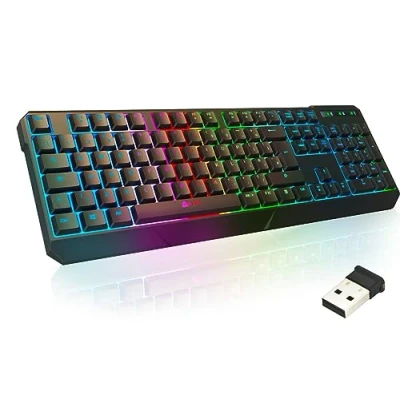 Image of KLIM Chroma Wireless Keyboard UK Layout + Slim, Durable, Ergonomic, Quiet, Waterproof, Silent Keys Backlit Gaming For Laptop PC Gamer PS4 Mac NEW VERSION Black