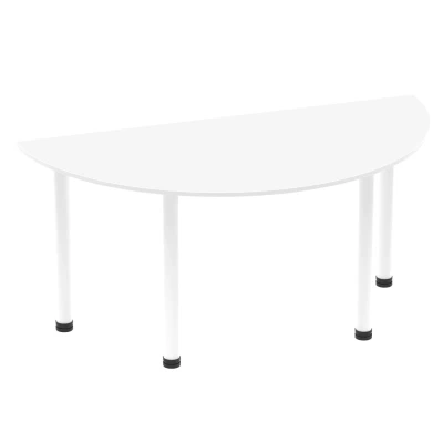 Image of Impulse 1600mm Semi Circle Table White Top Post Leg