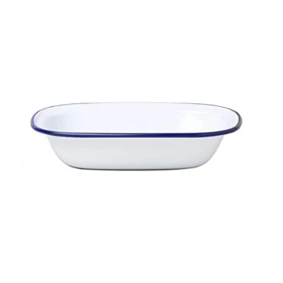Image of Dunlevy Enamel Pie Dish Roasting Tray Plate Serving Roaster Casserol Pan (Pie 22cm)