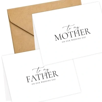 Image of LADY&amp;HOME Set of 2 Wedding Day Cards to Father and Mother,To My Mother on Card (A1:Father &amp; Mother)