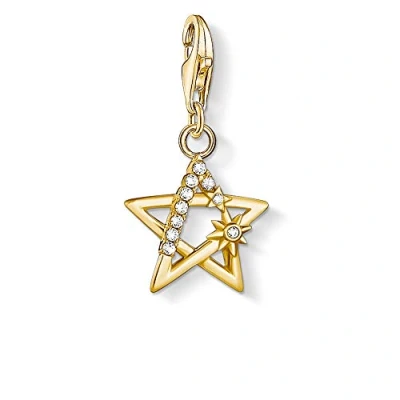 Image of THOMAS SABO Women&#039;s Charm Pendant Star with Stones Club 925 Sterling Silver, 2,4 x 1,3 cm, Not Applicable