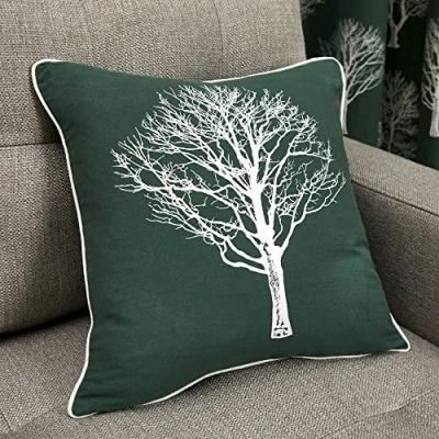 Image of Fusion Woodland Trees 100% Cotton Filled Cushion 43 x 43cm in Green