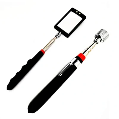 Image of Maizoon 2 Pcs Telescoping LED Light Inspection Mirror &amp; Magnet Pickup Tool Set 360 Swivel Adjustable Ideal for Toolmakers Machinists Inspectors and Mechanics