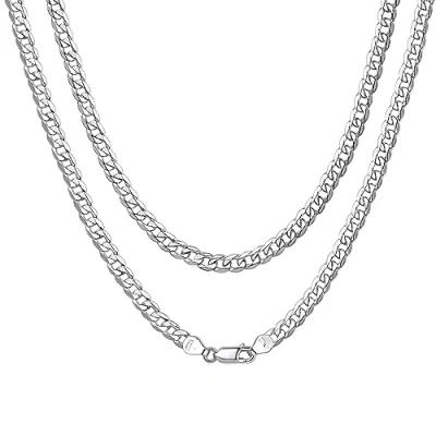 Image of Sterling Silver Chain Necklace for Men Jewellery Layering Necklaces Cuban Link