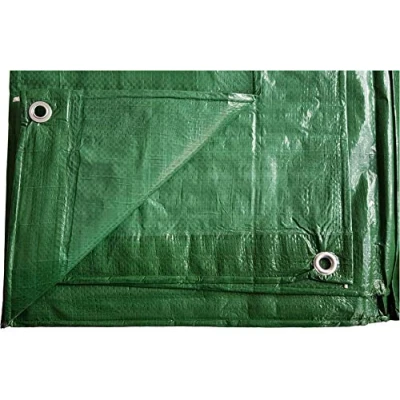 Image of Lightweight green camping tarps/groundsheets, with eyelets (3m x 3m)