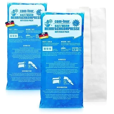Image of com four® 2x large multiple compresses with premium reusable fleece cover, cold and warm gel cool pack, protective cover elastic band microwave safe Made in Germany