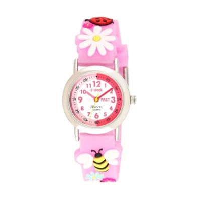 Image of Ravel Girl&#039;s Pink Bee Time Teacher Watch Analogue Quartz R1513.83