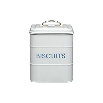 Image of KitchenCraft Living Nostalgia LNBISCGRY Biscuit Tin, Stainless Steel, Grey, 14.5 x 19 cm