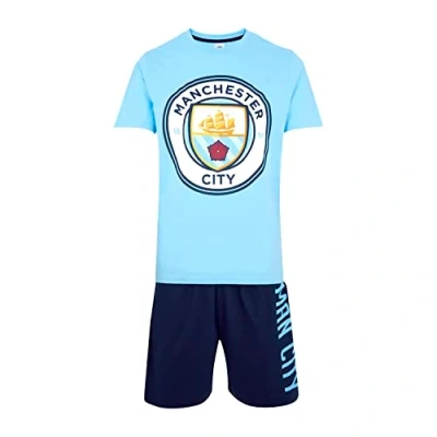 Image of MANCHESTER CITY F.C Mens Pyjamas Short Pjs (as8, alpha, xx_l, regular, regular) Blue