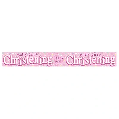Image of HAPPY CHRISTENING BANNER PINK GIRL
