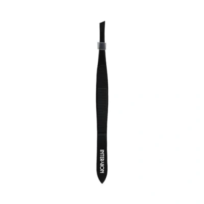 Image of Inter Vion Premium Line Stainless Steel Slant Eyebrow Tweezers Black
