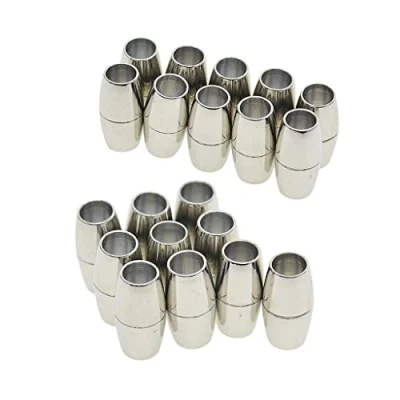 Image of P Prettyia 20 Set Brass Barrel Magnetic Clasp Connector Fasteners Buckle Cord End Cap Jewelry Making Findings Accessories for DIY Kumihimo Bracelet Necklace