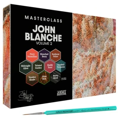 Image of The Army Painter, Masterclass John Blanche Volume 2 Paint Set Combo, 6 Warpaints Fanatic Paints, 1 Speedpaint, Wash, Effect, Metallic, Art Print &amp; Brush Model for Miniature Wargaming