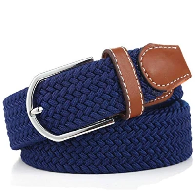 Image of XJSGS Mens Belt,Elasticated belt, Elastic Belt for Men, Unisex Men Women Multicolor Woven Stretch Belts (Navy Blue)
