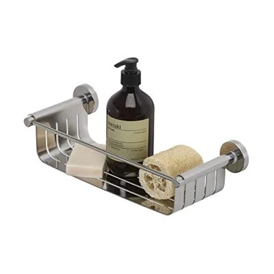 Image of Tiger Boston Shower Basket Large, Stainless Steel Polished, 36.5 x 9 13.7 cm
