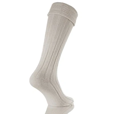 Image of Mens Traditional Scottish Highland Wear Cream Kilt Wedding Hogmanay Socks/UK 6 11 Eur 39 45